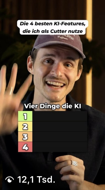 Reel: Die 4 besten KI-Features, die ich als Cutter nutze, 12.100 Aufrufe