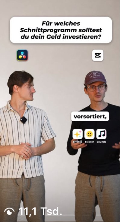 Reel: Für welches Schnittprogramm solltest du dein Geld investieren, 11.100 Aufrufe